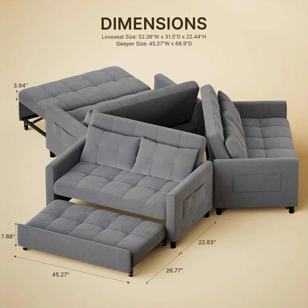 Nouveauté 2026 – Canapé-lit convertible 3 en 1 Lofka avec rangement, dossier réglable et fonction gigogne - Fauteuil-lit idéal pour les petits espaces et les appartements, gris foncé