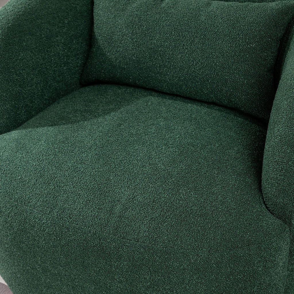 Nouveauté 2026 – Fauteuil pivotant rond 34" en bouclette de 86 cm de large, sans assemblage, avec coussin décoratif, idéal pour le salon et la chambre, couleur taupe