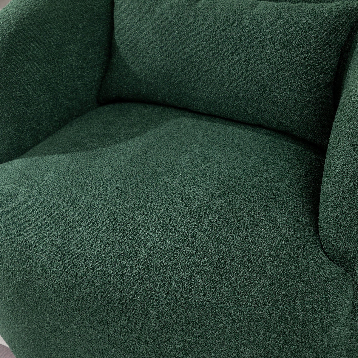 Nouveauté 2026 – Fauteuil pivotant rond 34" en bouclette de 86 cm de large, sans assemblage, avec coussin décoratif, idéal pour le salon et la chambre, couleur taupe