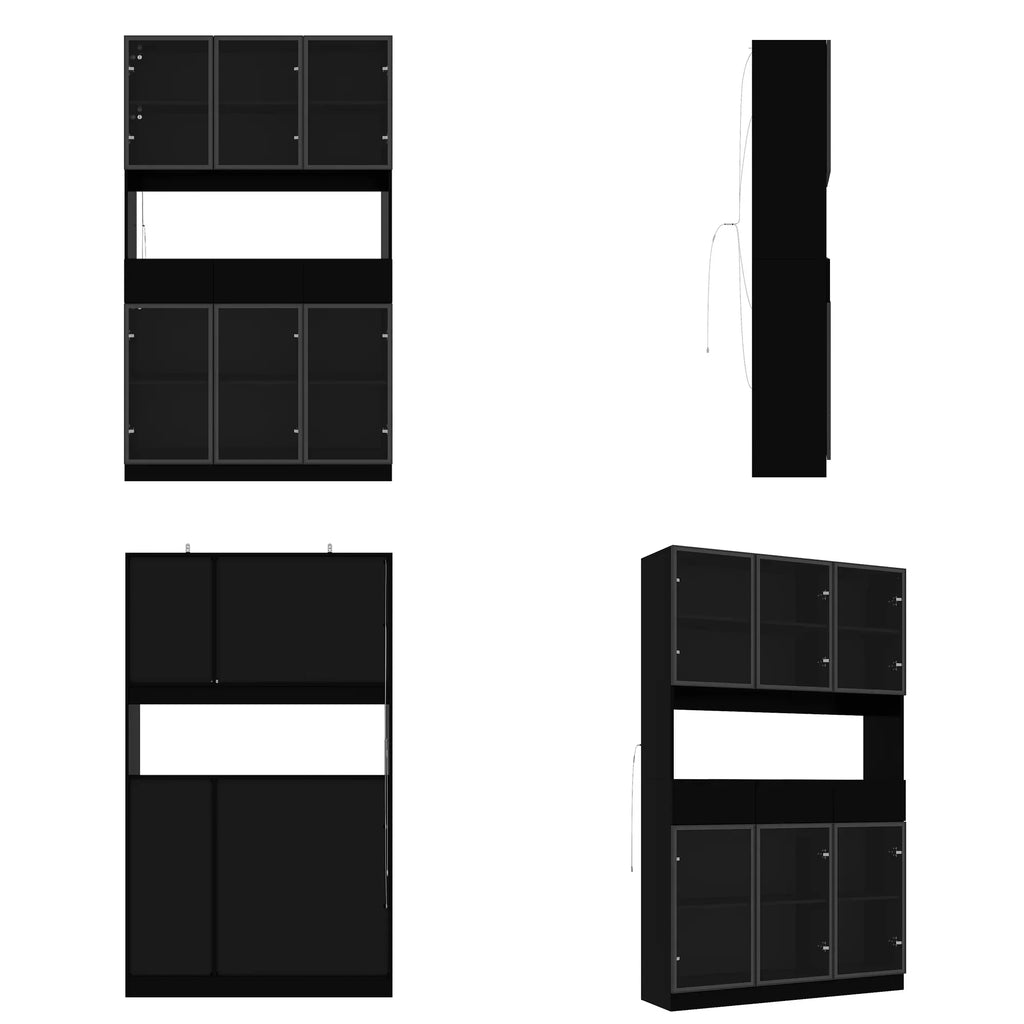 Nouveauté 2026 – Bibliothèque/organisateur KULAGAGA avec éclairage LED, vitrine robuste avec porte vitrée pour salon, 80 cm de large