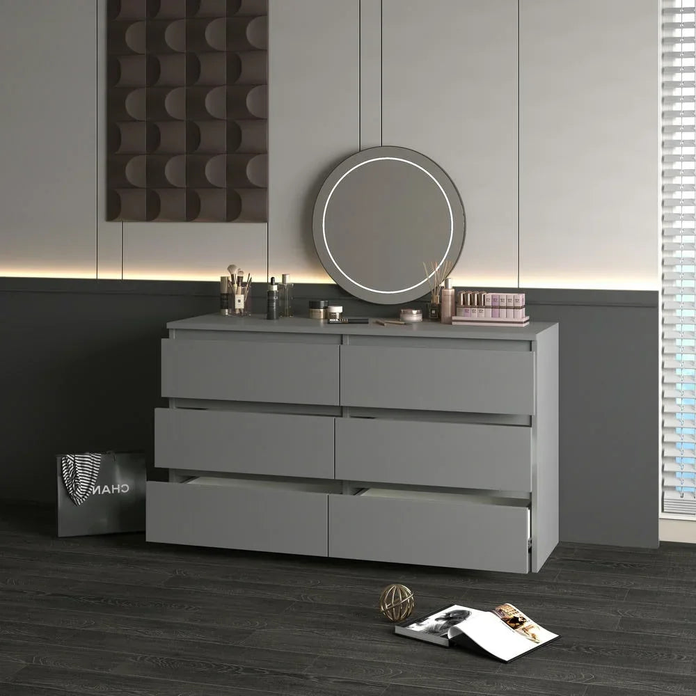 Nouveauté 2026 – Commode moderne Kadyn à 6 tiroirs, meuble en bois, commode pour chambre, meuble de rangement de cuisine avec tiroirs, commode (noire