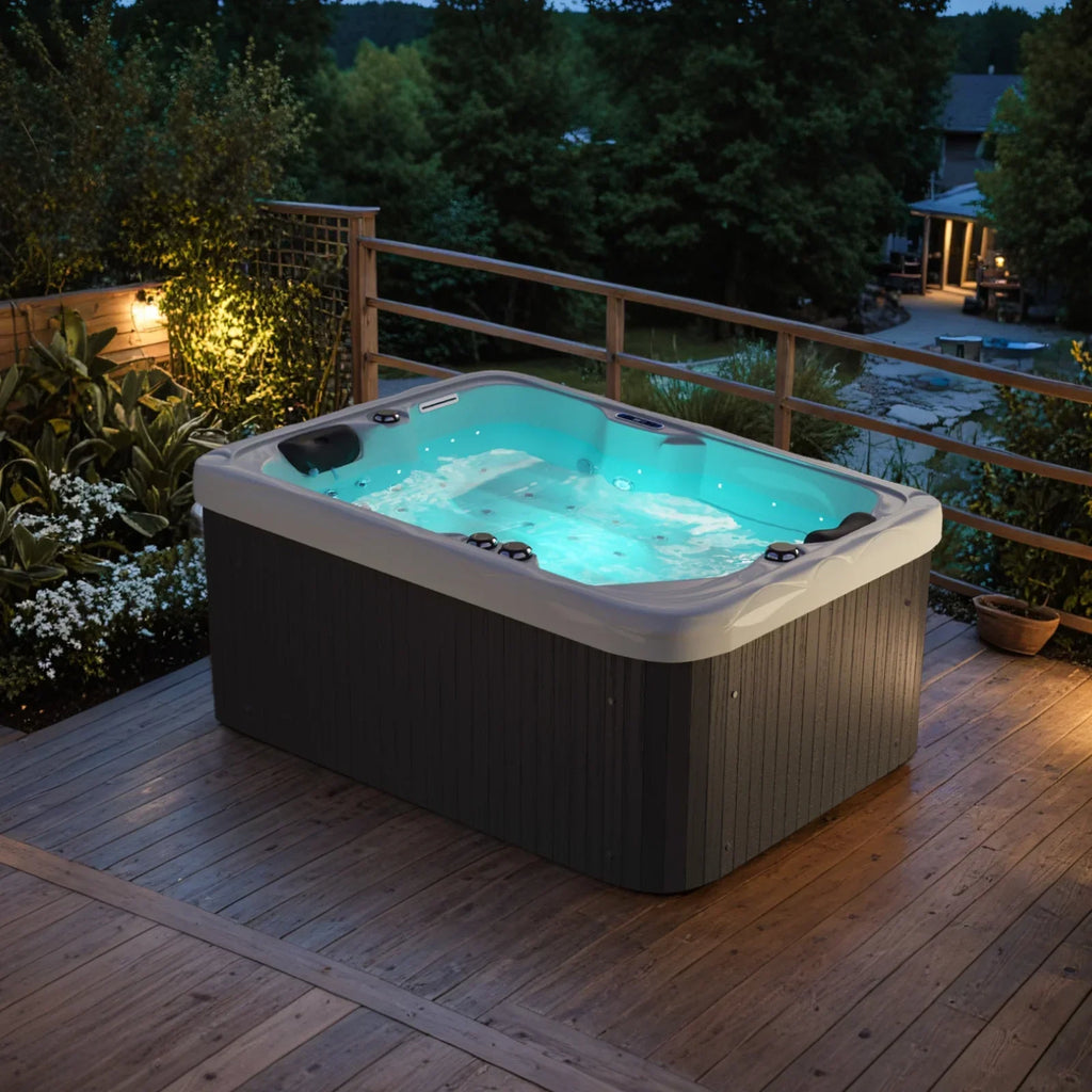 Nouveauté 2026 – Spa extérieur Patiowell 2 places , 41 jets de massage, éclairage LED, système de purification d'eau intégré, 900 L, noir