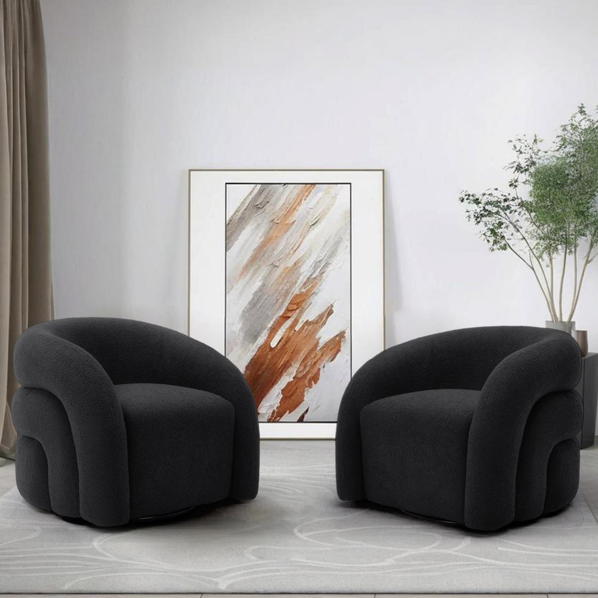 Nouveauté 2026 – Fauteuil pivotant 360" pour salon, fauteuil tonneau bouclé, canapé une place, fauteuil de lecture, vert sauge
