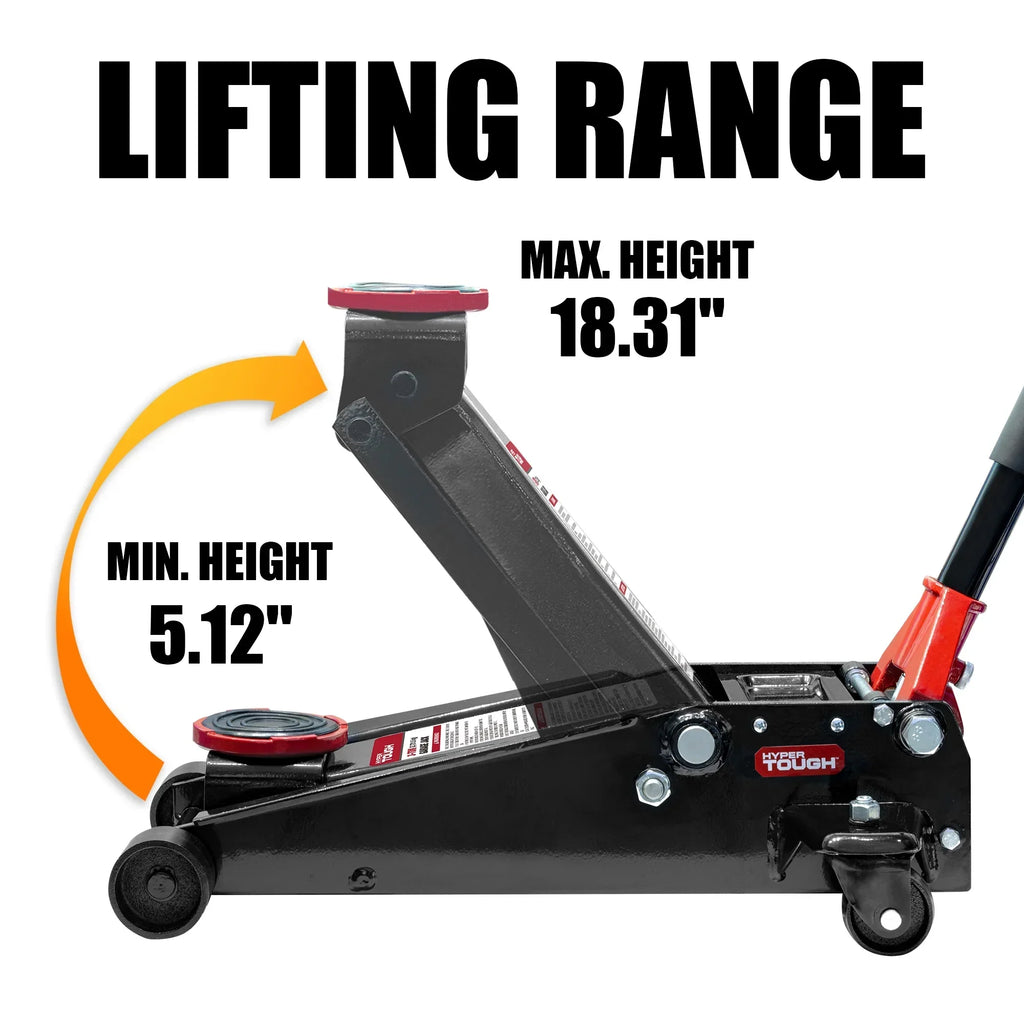 Nouveauté 2026 – Cric hydraulique Hyper Tough 3 tonnes avec double pompe - Noir