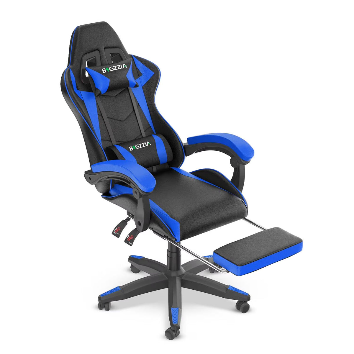 Nouveauté 2026 – Chaise de jeu Bigzzia , chaise de bureau ergonomique avec appui-tête et soutien lombaire réglables en hauteur, pour adultes et adolescents, noir et blanc
