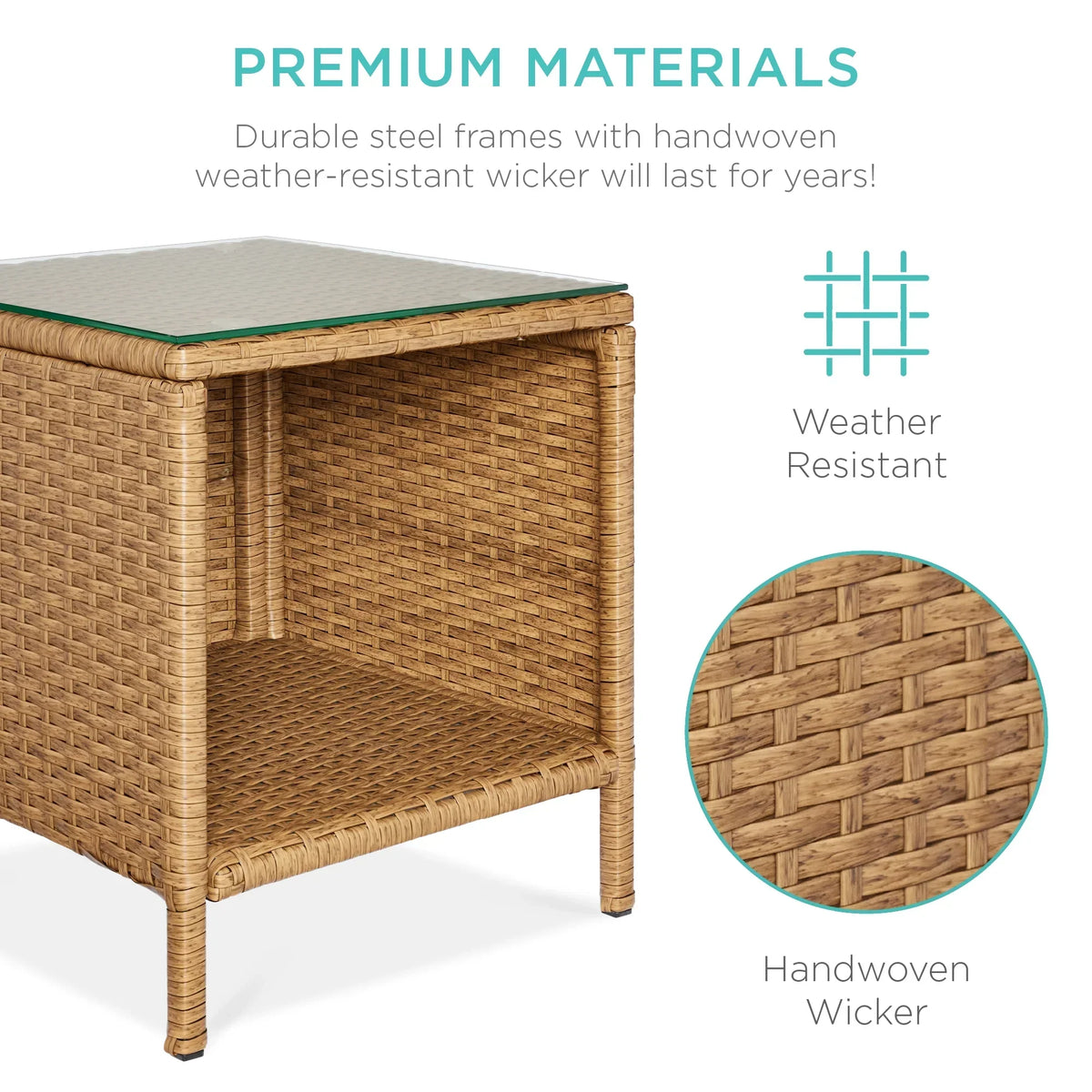 Nouveauté 2026 – Ensemble bistro de jardin 3 pièces en résine tressée Best Choice Products , avec 2 chaises et une table - Gris/Bleu marine