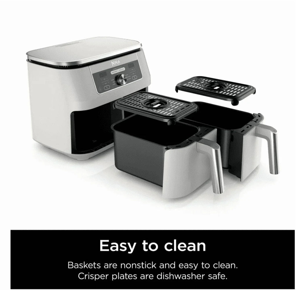 Nouveauté 2026 – Friteuse à air Ninja Foodi 6-en-1, 8 pintes (7,6 L) à 2 paniers avec technologie DualZone - Blanche