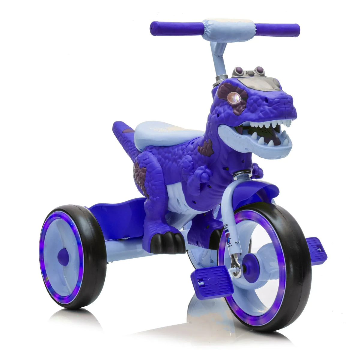 Nouveauté 2026 – Tricycle dinosaure Xuanlur pour enfants , avec larges roues lumineuses, pédales antidérapantes, panier arrière, musique et lumières LED, jouet idéal pour les enfants de 3 à 6 ans (vert
