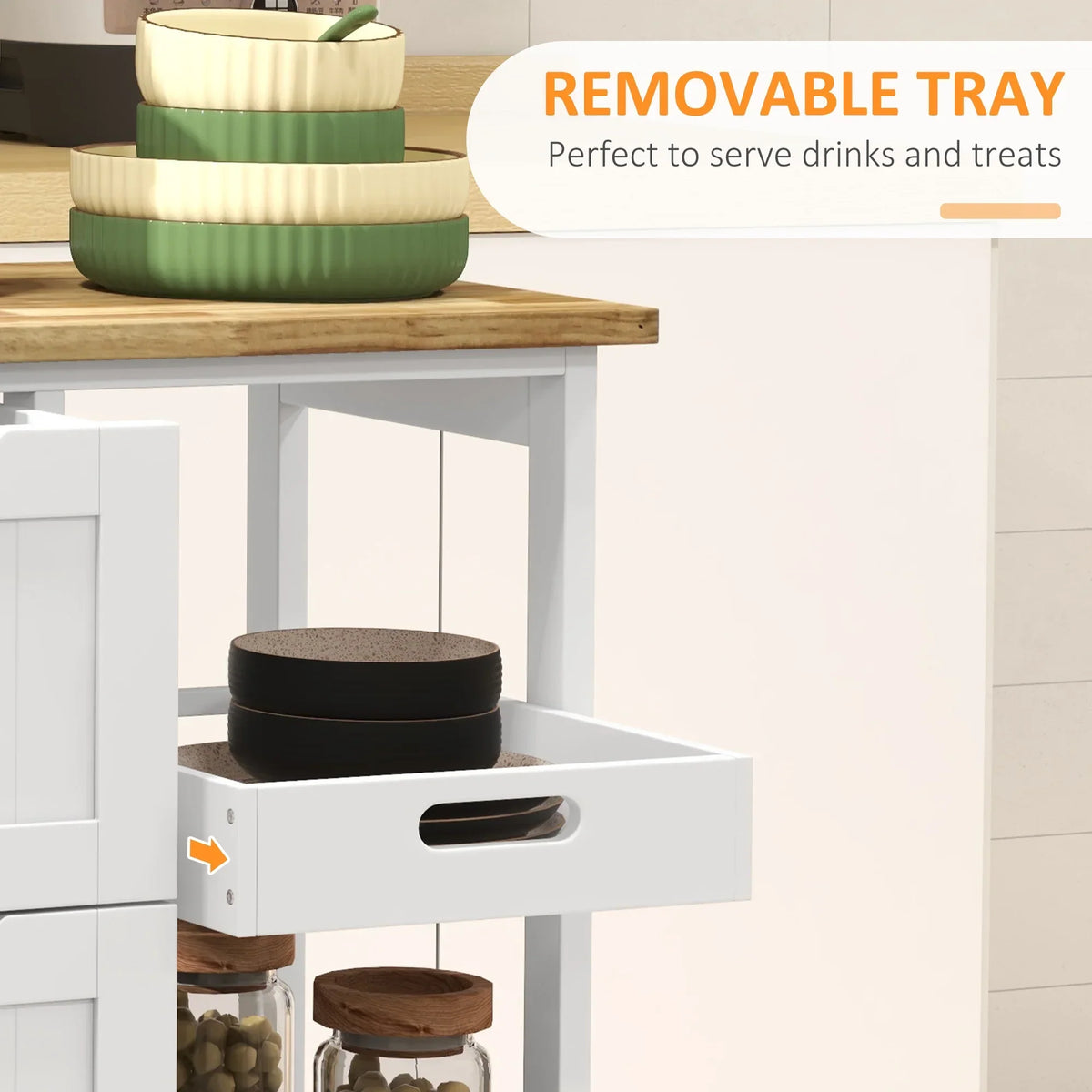 Nouveauté 2026 – Îlot de cuisine roulant HOMCOM , chariot de service de bar, chariot compact sur roulettes avec plateau en bois, étagères et tiroirs pour salle à manger, gris