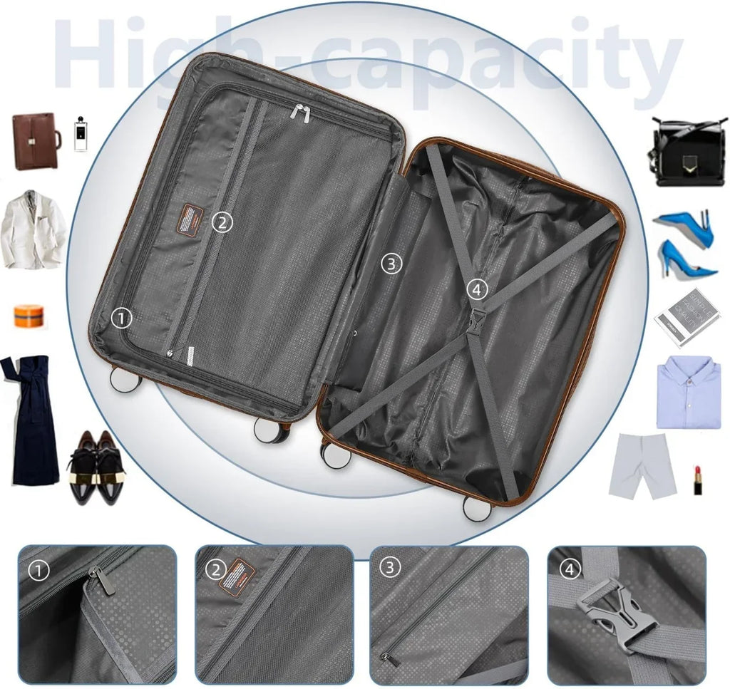 Nouveauté 2026 – Ensemble de 6 valises rigides comprenant des valises extensibles à roulettes pivotantes avec serrure TSA, 25 % de capacité supplémentaire, un sac de voyage et une trousse de toilette, valises en ABS crème