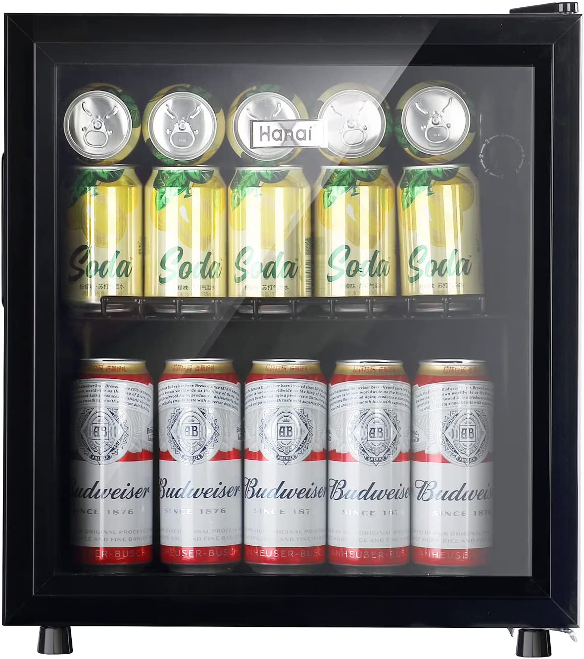 Nouveauté 2026 – Réfrigérateur à boissons compact WANAI , capacité de 100 canettes, porte vitrée, acier inoxydable noir