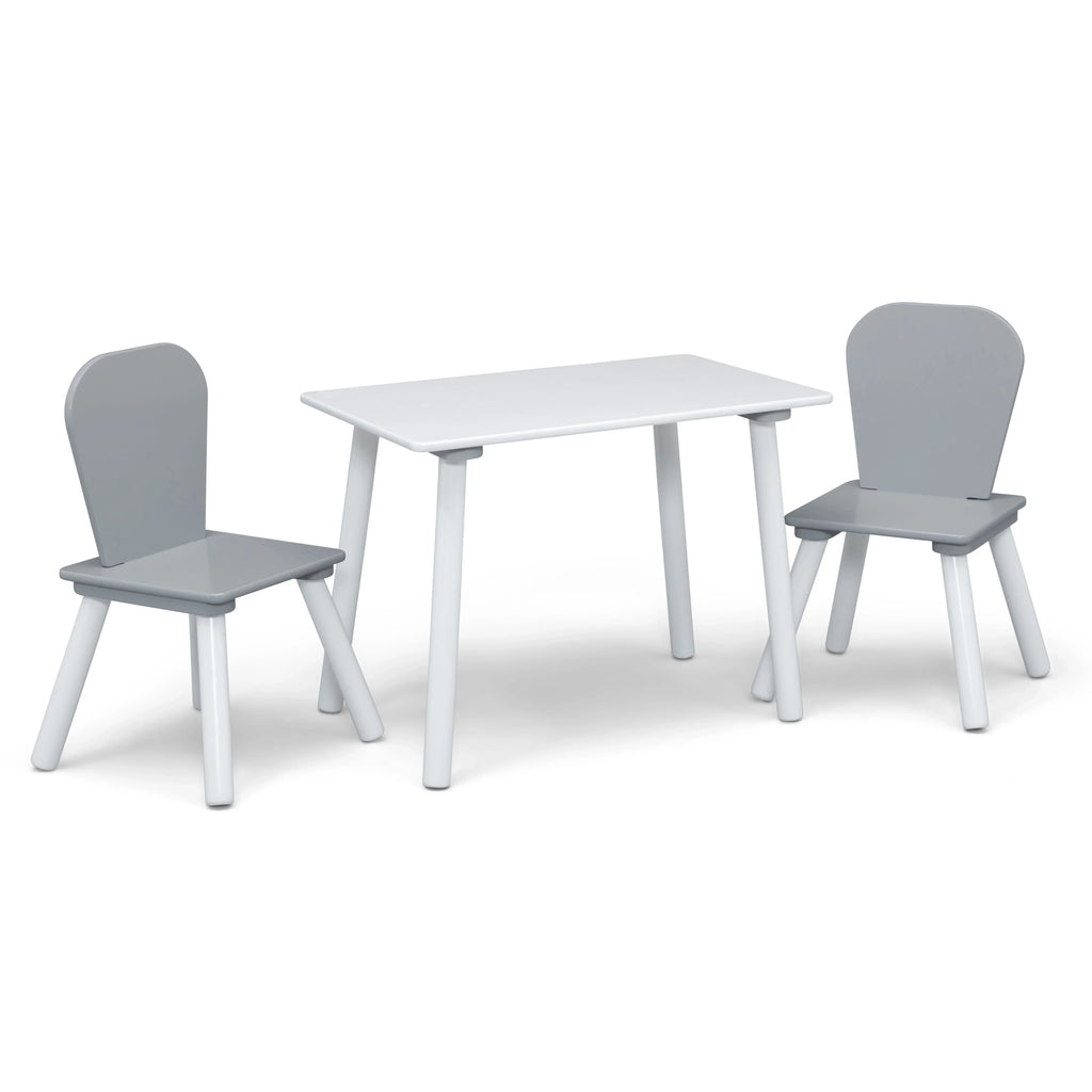Nouveauté 2026 – Ensemble de jeu pour tout-petits Delta Children 4 pièces – Comprend une table de jeu, 2 chaises et un rangement à jouets à 6 bacs avec autocollants en vinyle réutilisables, rose clair/rose foncé