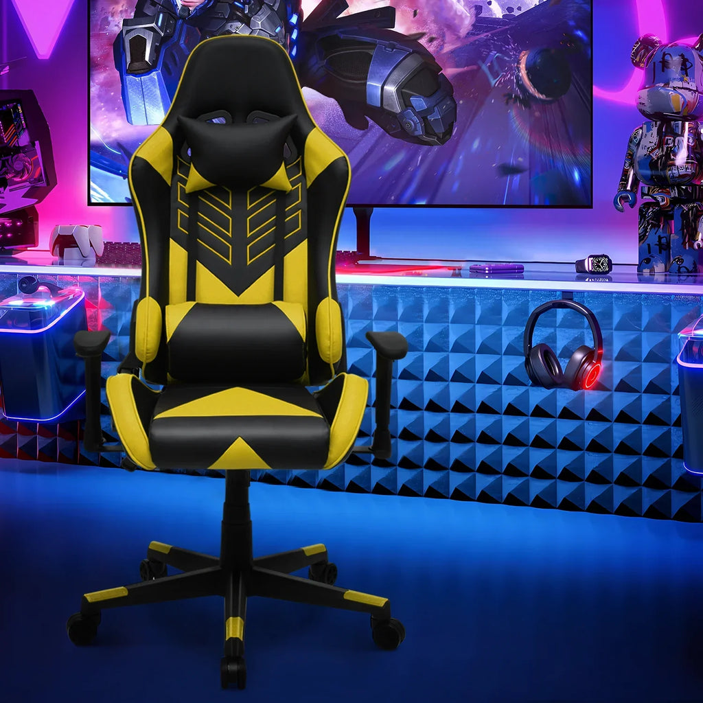Nouveauté 2026 – Chaise de jeu ergonomique Magshion , chaise de jeu confortable, chaise de bureau en cuir, chaise de jeu pivotante et réglable, bleue