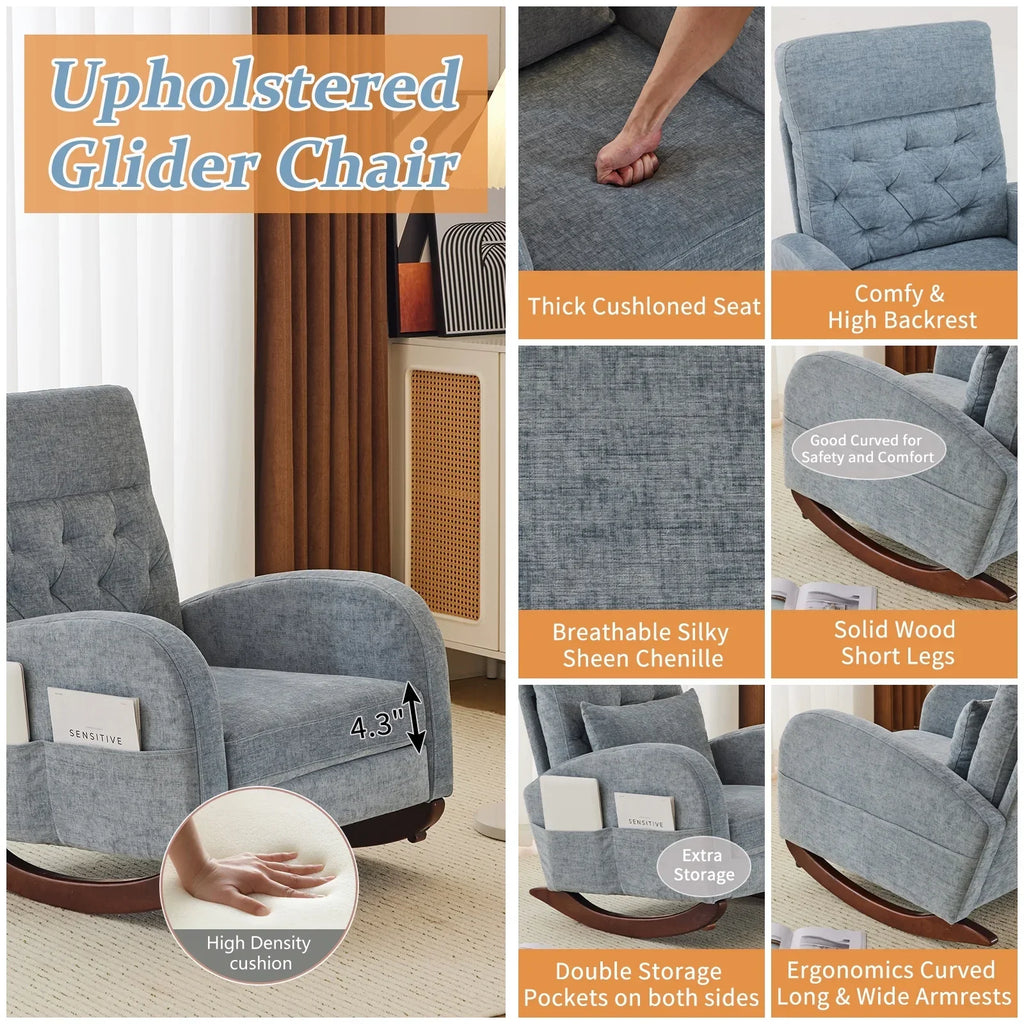 Nouveauté 2026 – Fauteuil à bascule Ktaxon , fauteuil de lecture inclinable, confortable, revêtu de velours peluche, canapé à bascule une place, beige, idéal pour le salon, la chambre d'enfant ou la chambre à coucher