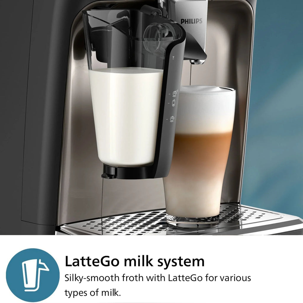 Nouveauté 2026 – Machine à expresso entièrement automatique Philips 3300 avec mousseur à lait LatteGo, noir et chrome