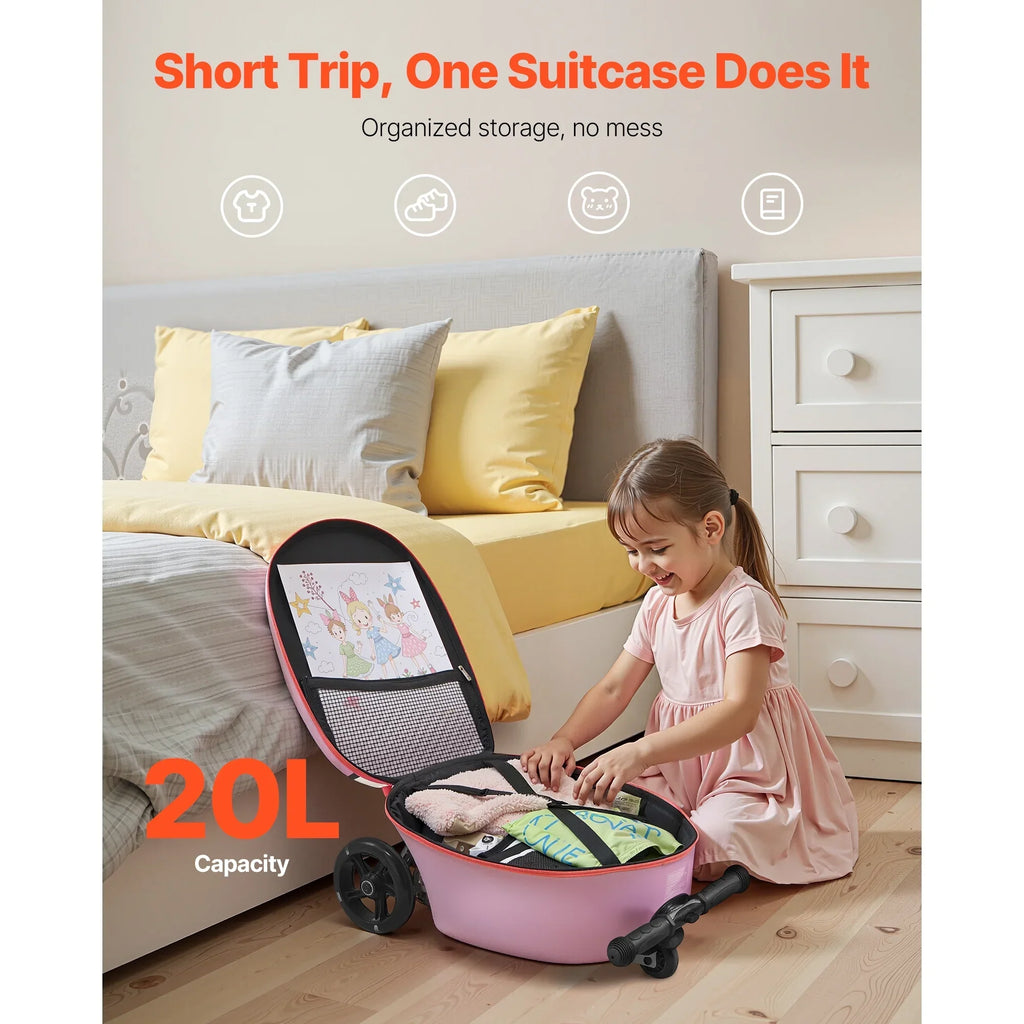 Nouveauté 2026 – Valise-trottinette enfant KFFKFF , capacité 20 L, avec roues lumineuses en PU, poignée réglable et antidérapante, pliable et légère, idéale pour les enfants de 5 ans et plus, couleur violette