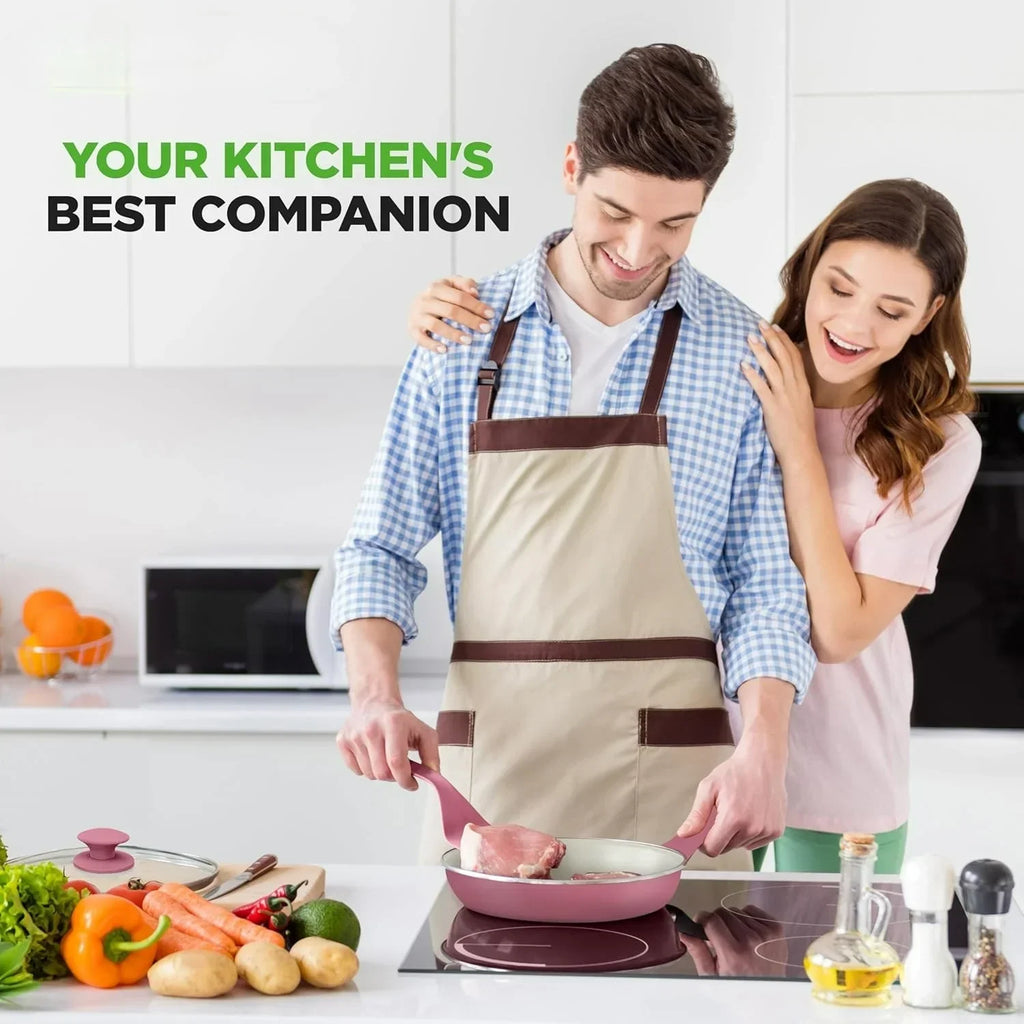Nouveauté 2026 – Ensemble de cuisine 54 pièces – Ensemble complet de casseroles et poêles en céramique antiadhésive avec ustensiles, moules à pâtisserie et couteaux, compatible gaz, électrique et induction, rose poudré – Indispensables pour la cuisin