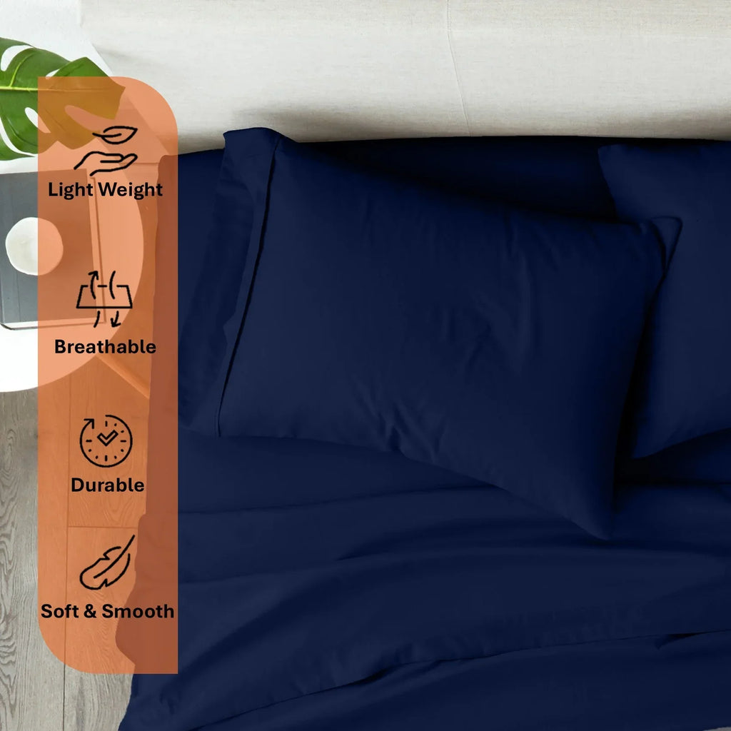 Nouveauté 2026 – Parure de lit 4 pièces en coton égyptien Giza 100 % (600 fils/cm²), drap-housse à bonnet profond de 38 cm, satin doux et respirant - Noir, 1 place