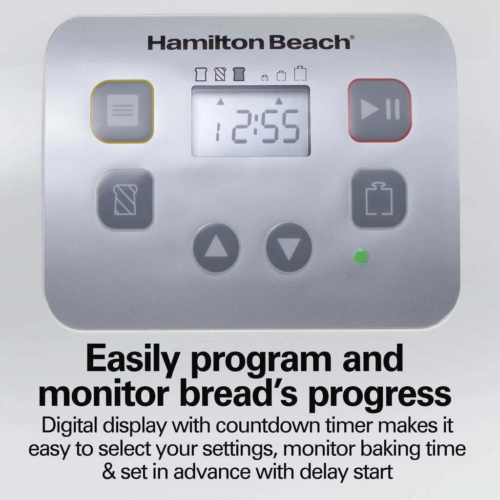 Nouveauté 2026 – Machine à pain Hamilton Beach , 900 g, 12 programmes, sans gluten, blanche