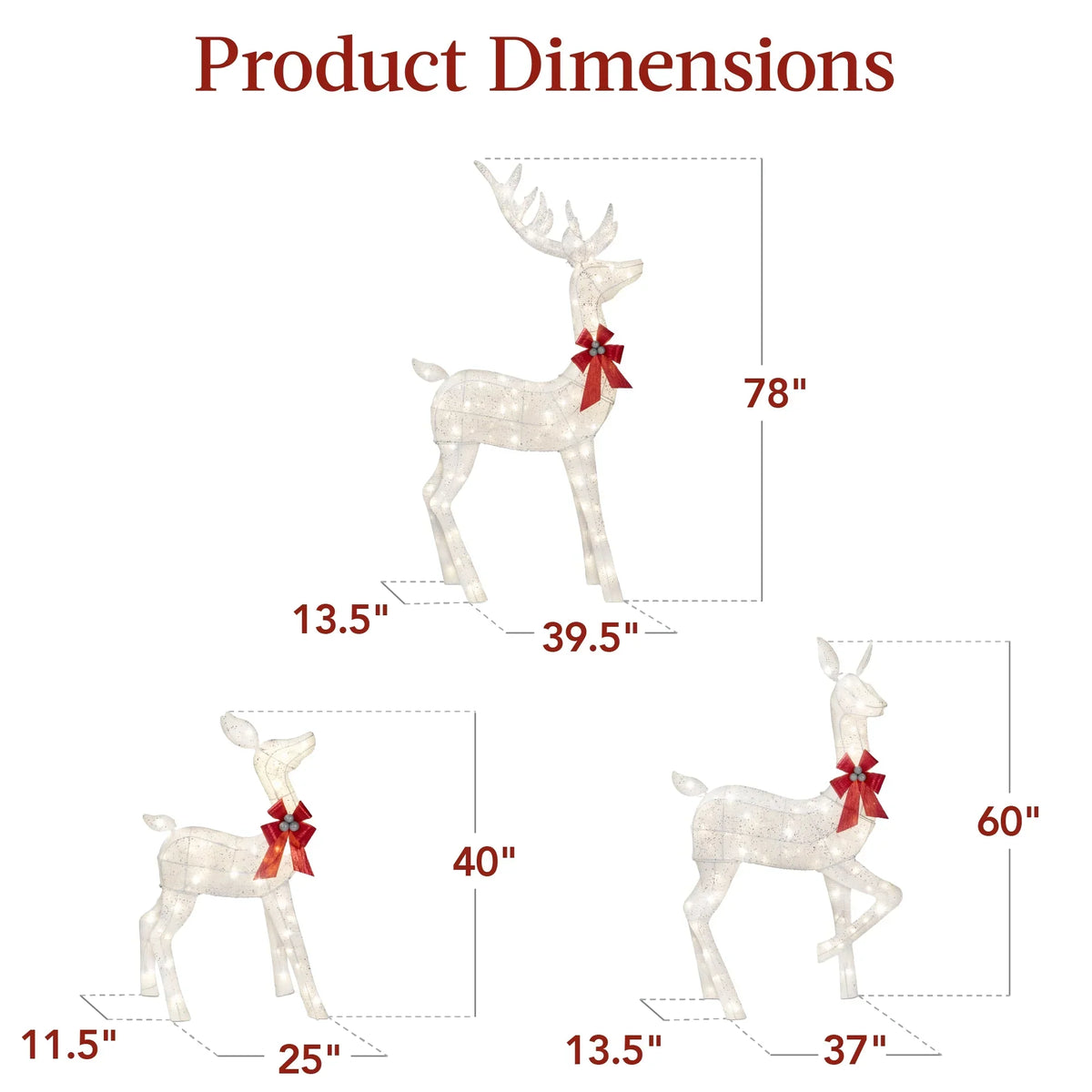 Nouveauté 2026 – Décoration de jardin extérieure Best Choice Products : cerfs lumineux de Noël en 3 pièces, 2 m (6,5 pi), avec 385 lumières DEL et piquets – Or