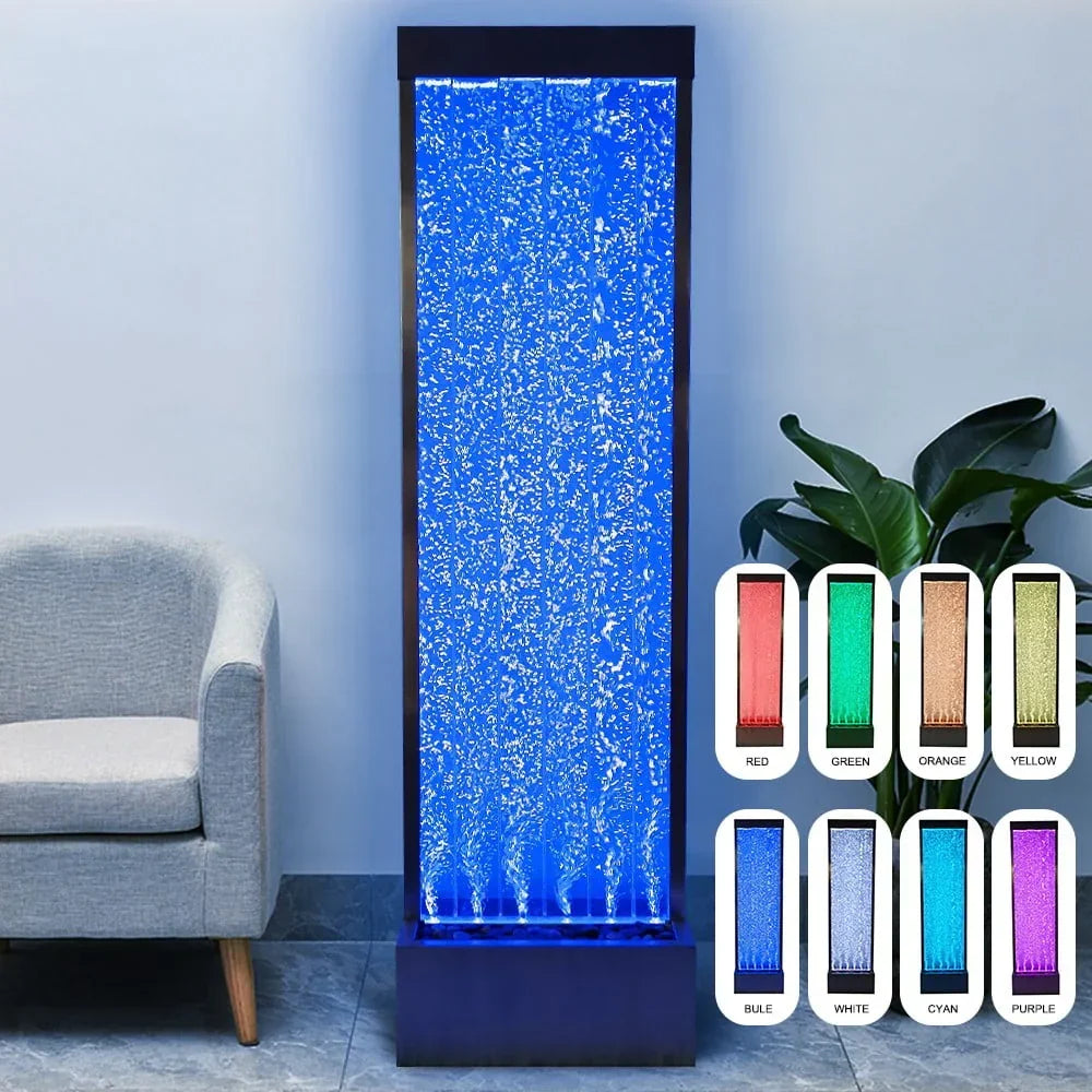 Nouveauté 2026 – Fontaine à bulles acrylique 72'' , panneau à bulles sur pied, éclairage couleur/télécommande
