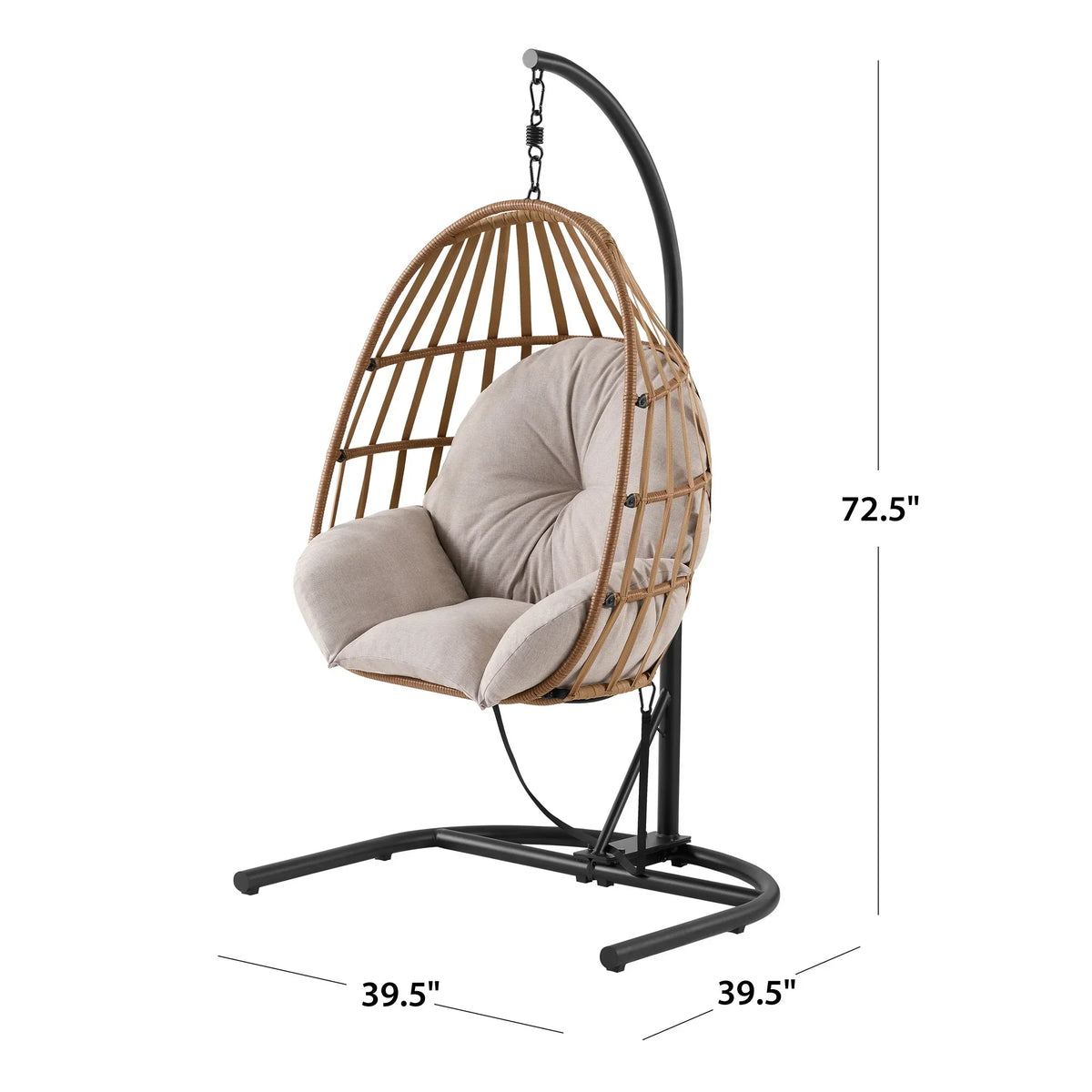 Nouveauté 2026 – Fauteuil suspendu œuf en osier d'extérieur Mainstays, gris, collection