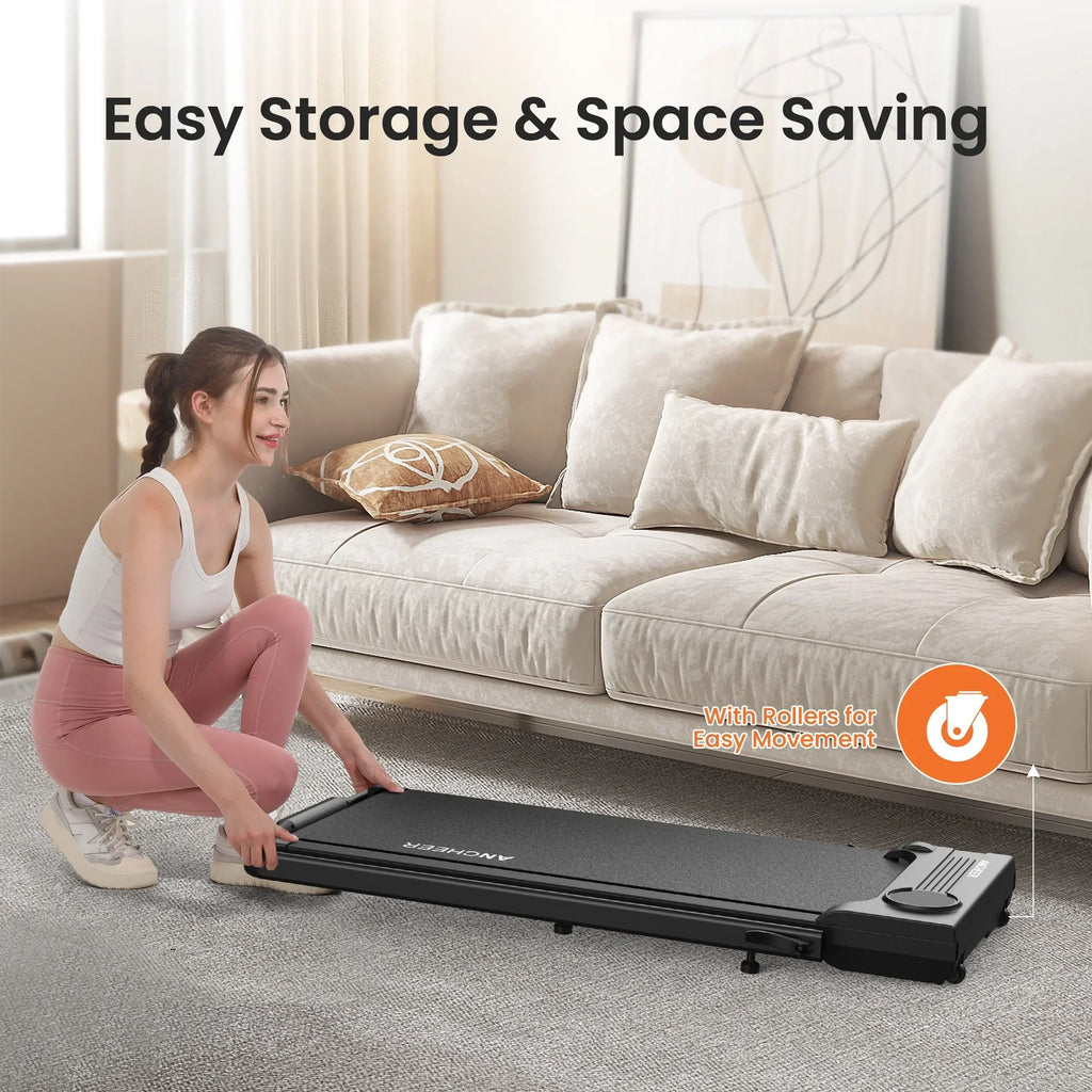Nouveauté 2026 – Tapis de marche pliable et portable ANCHEER , capacité de 136 kg (300 lb), vitesse de 12 km/h (7,5 mi/h), à placer sous un bureau, avec télécommande et écran LED, 2 en 1, pour la maison, le bureau ou l'exercice (rose