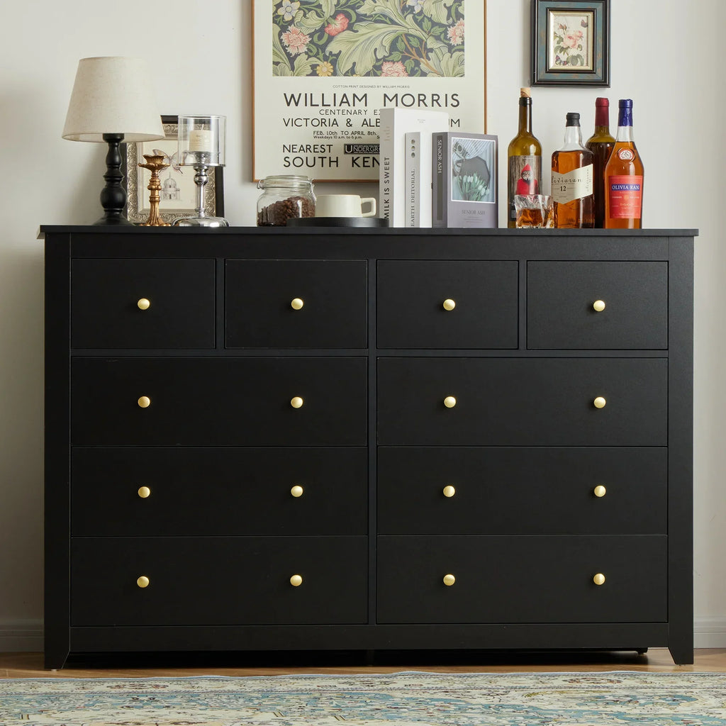 Nouveauté 2026 – Commode blanche EnHomee pour chambre à coucher, 10 tiroirs, commode moderne en bois, commode large pour adultes