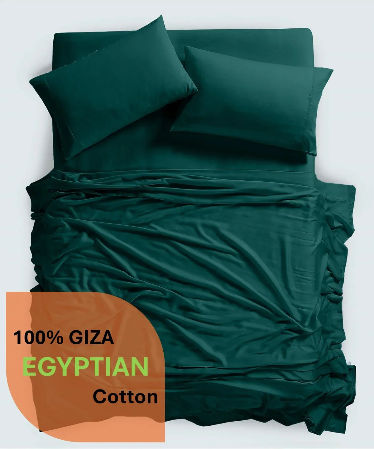 Nouveauté 2026 – Parure de lit 4 pièces en coton égyptien Giza 100 % (600 fils/cm²), drap-housse à bonnet profond de 38 cm, satin doux et respirant - Noir, 1 place