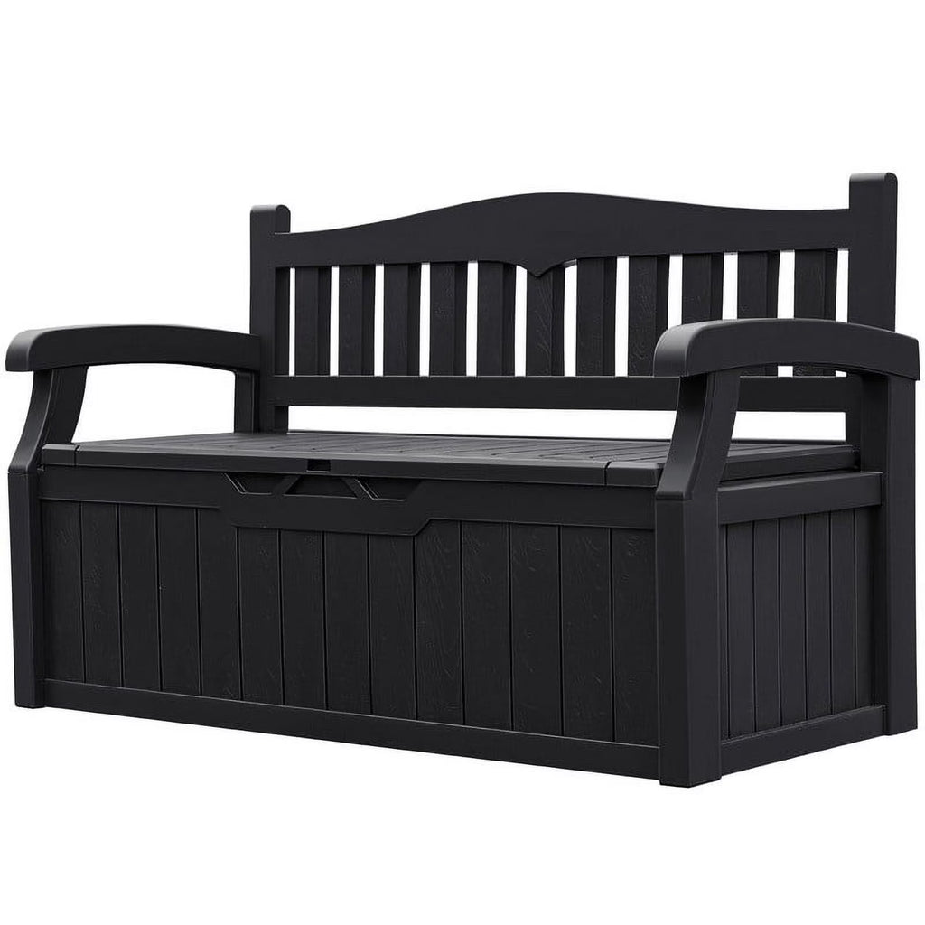Nouveauté 2026 – Banc de rangement Homall de 80 gallons en plastique, fabriqué en résine durable et résistante aux intempéries, avec compartiment de rangement organisé de type Deckbox, pour patios et pelouses extérieures, noir