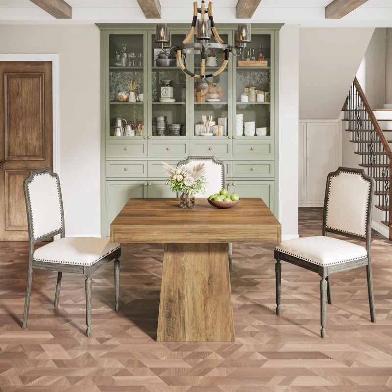 Nouveauté 2026 – Table de salle à manger carrée Tribesigns pour 4 personnes, 80 cm (31,5 pouces), petite table de cuisine avec pied central robuste, style ferme, idéale pour la salle à manger, le salon ou la cuisine, couleur marron vintage