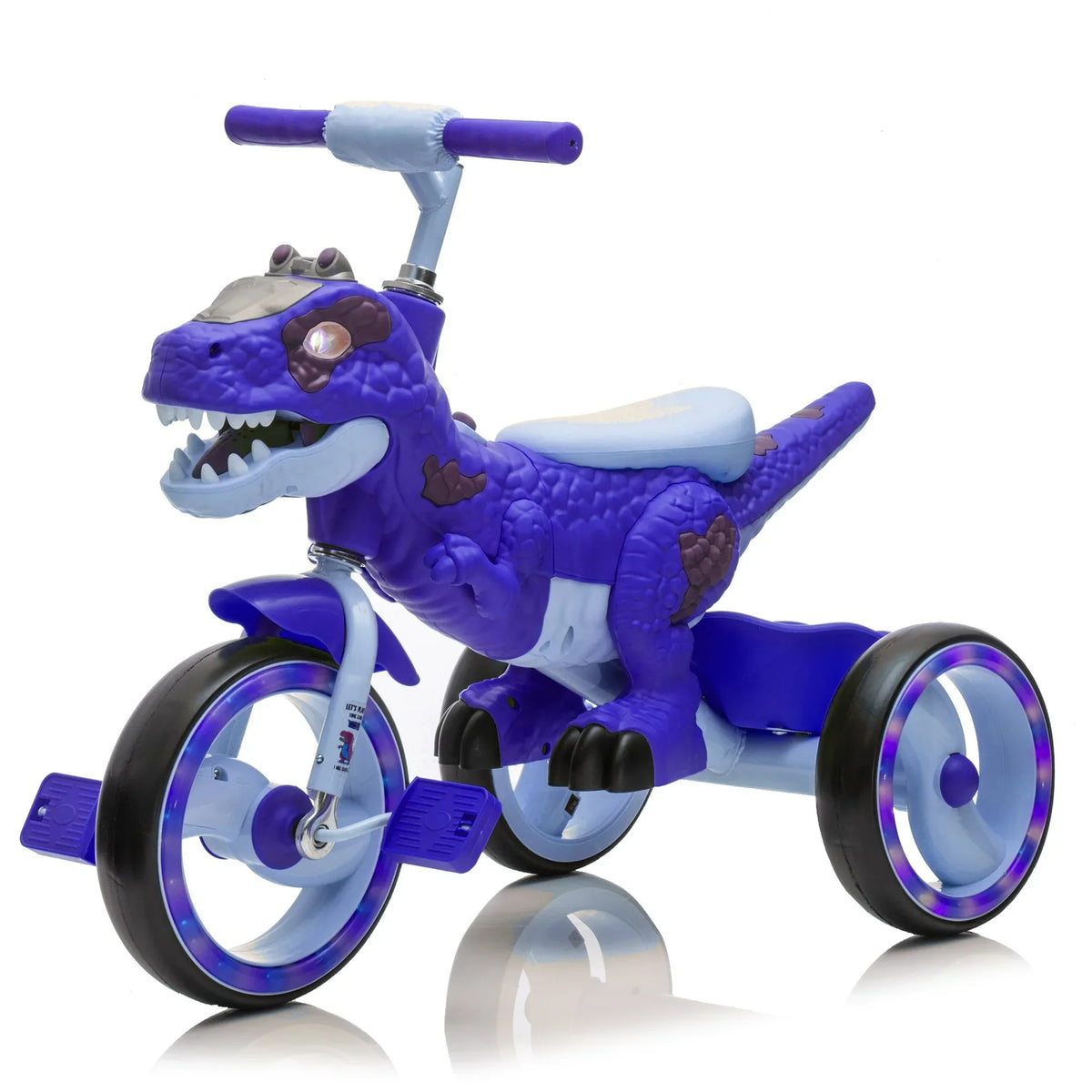 Nouveauté 2026 – Tricycle dinosaure Xuanlur pour enfants , avec larges roues lumineuses, pédales antidérapantes, panier arrière, musique et lumières LED, jouet idéal pour les enfants de 3 à 6 ans (vert