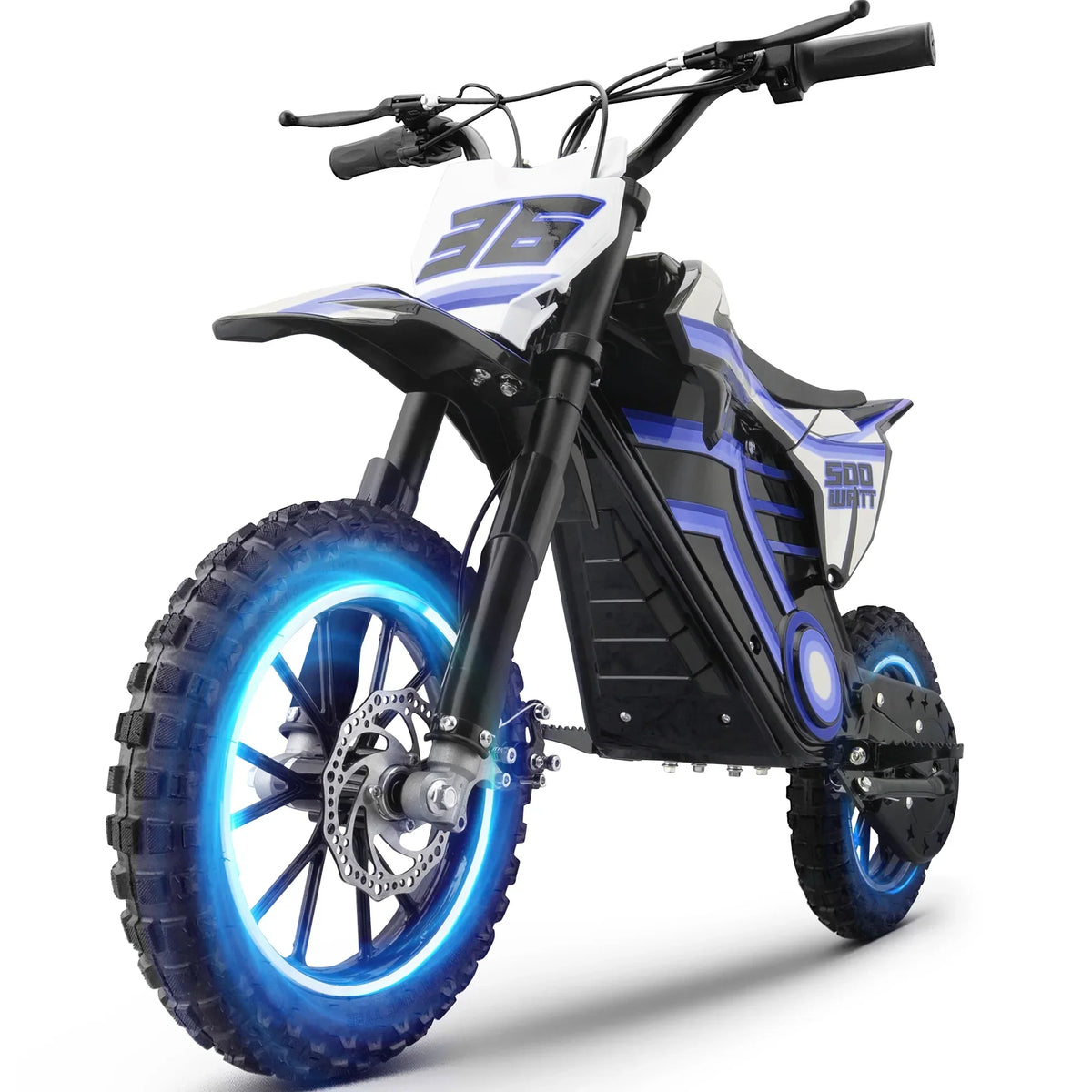 Nouveauté 2026 – Moto tout-terrain électrique QEASET , 500 W, pour enfants (garçons et filles) de 8 à 14 ans, bleue