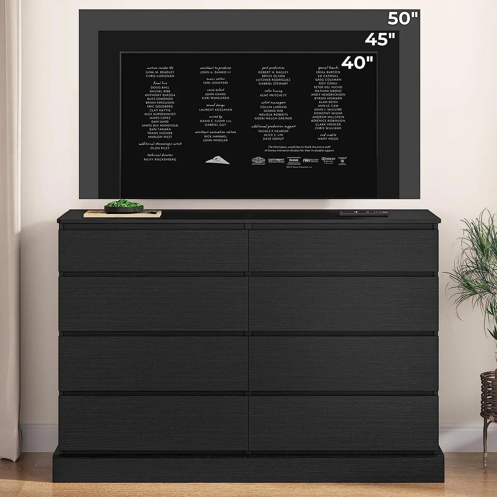 Nouveauté 2026 – Commode double à 8 tiroirs en bois noir, idéale pour la chambre à coucher ou le salon. Grand meuble de rangement pour la maison ou le salon