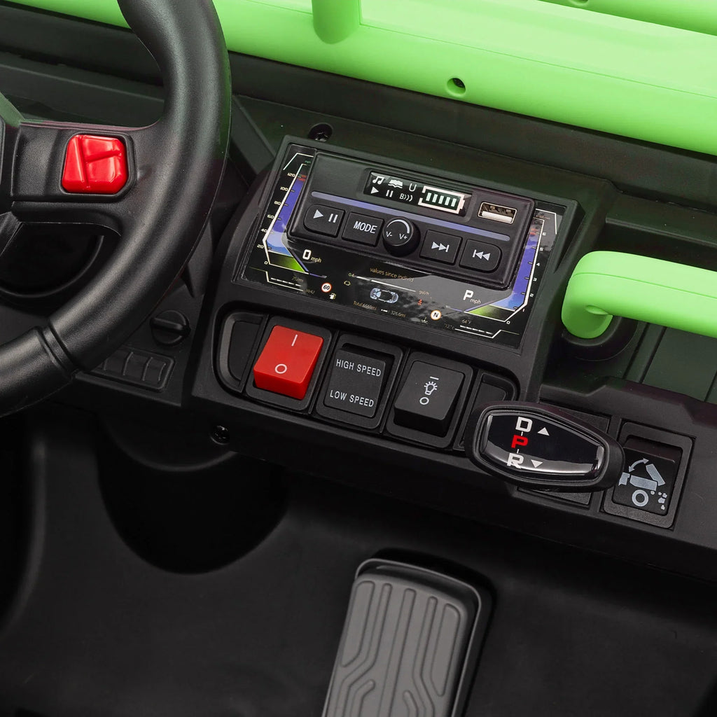Nouveauté 2026 – Camion électrique Xuanlur 24V 2 places pour enfants , avec moteur 2x200W, benne basculante/pelle, pneus résistants, lumières LED, musique et télécommande, noir