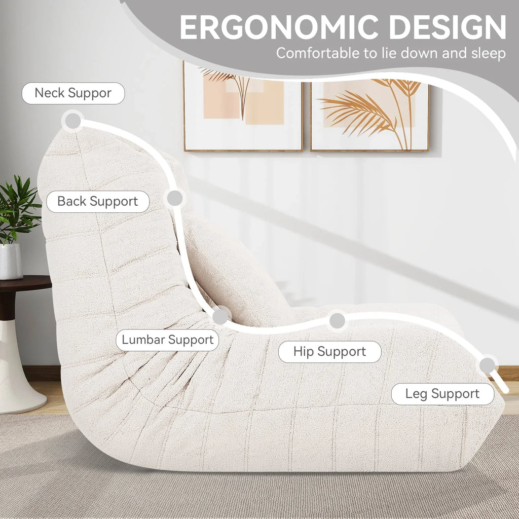 Nouveauté 2026 – Fauteuils poufs VFD pour adultes, pouf avec repose-pieds, canapé lounge confortable en mousse à mémoire de forme, fauteuil de lecture idéal pour la chambre et le salon, canapé de sol relaxant