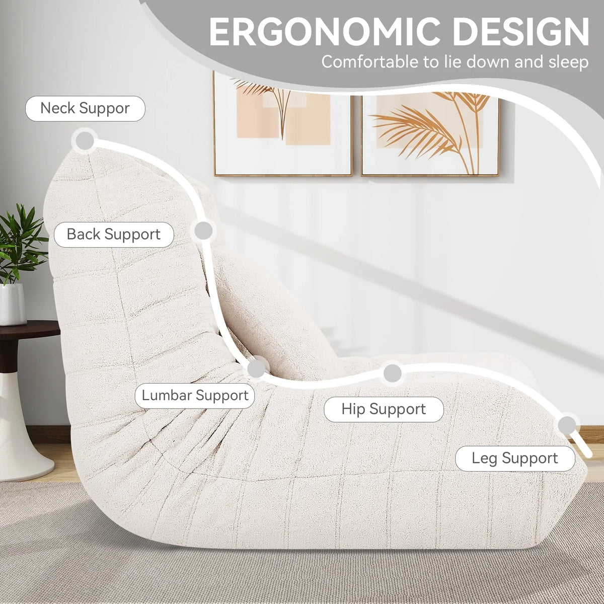 Nouveauté 2026 – Fauteuils poufs VFD pour adultes, pouf avec repose-pieds, canapé lounge confortable en mousse à mémoire de forme, fauteuil de lecture idéal pour la chambre et le salon, canapé de sol relaxant