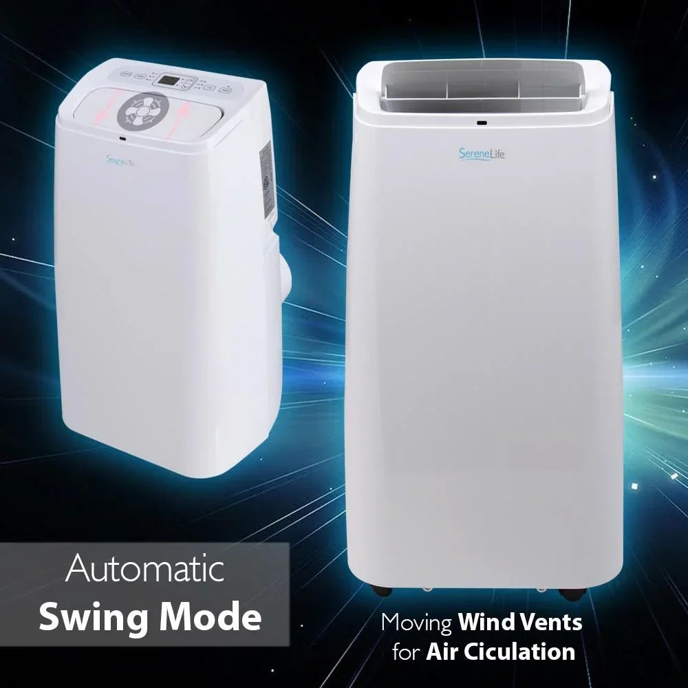 Nouveauté 2026 – SereneLife SLPAC12 - Climatiseur portable - Unité de refroidissement compacte pour la maison avec déshumidificateur intégré et modes ventilateur, comprend un kit de montage sur fenêtre (12 000 BTU