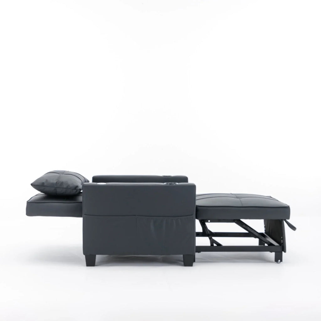 Nouveauté 2026 – Canapé-lit futon convertible , fauteuil-lit multifonctionnel 3 en 1 avec ports USB, dossier inclinable réglable, idéal pour les petits espaces (salon, chambre), revêtement en tissu technique, gris foncé