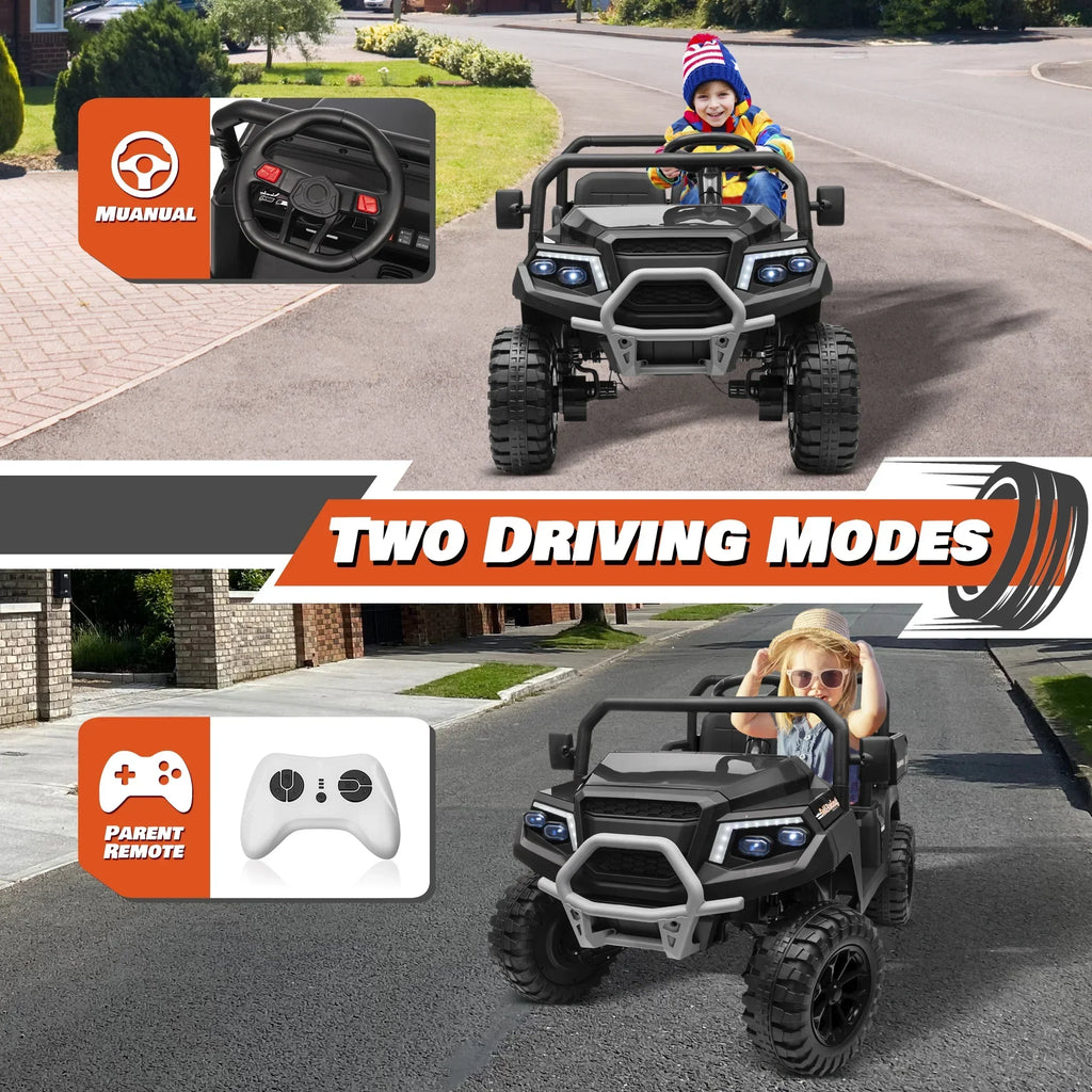 Nouveauté 2026 – Joyracer , véhicule tout-terrain électrique (UTV) 24 volts pour enfants, 2 places, avec télécommande. Voiturette de golf électrique avec 4 moteurs de 200 W, remorque inclinable et pelle, suspension à ressorts sur les 4 roues, musique