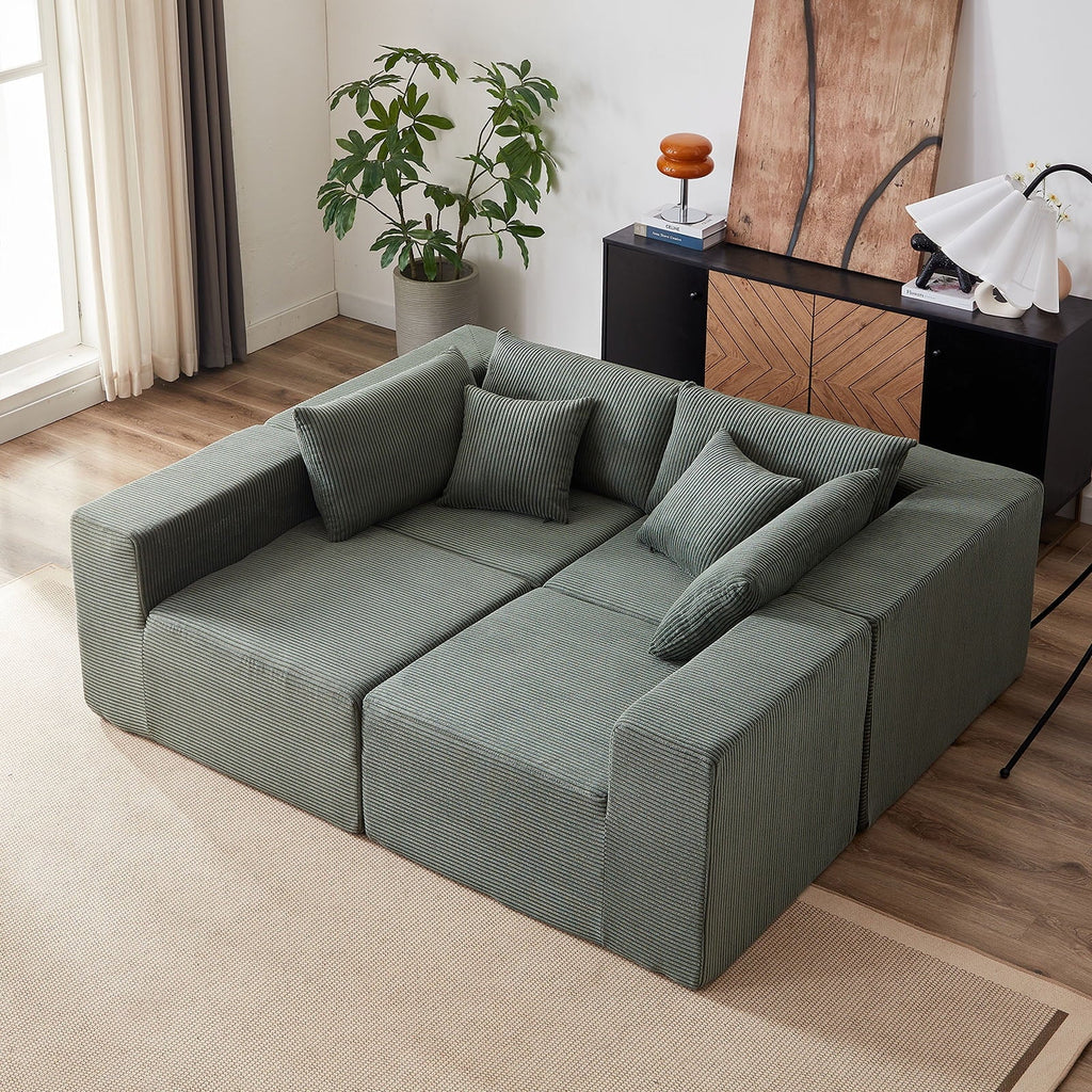Nouveauté 2026 – Canapé d'angle modulaire en velours côtelé de 264 cm (104 pouces), ensemble de canapés de sol de luxe, mobilier d'intérieur rembourré, canapé compressé en mousse pour salon et chambre, combinaison libre de 4 pièces