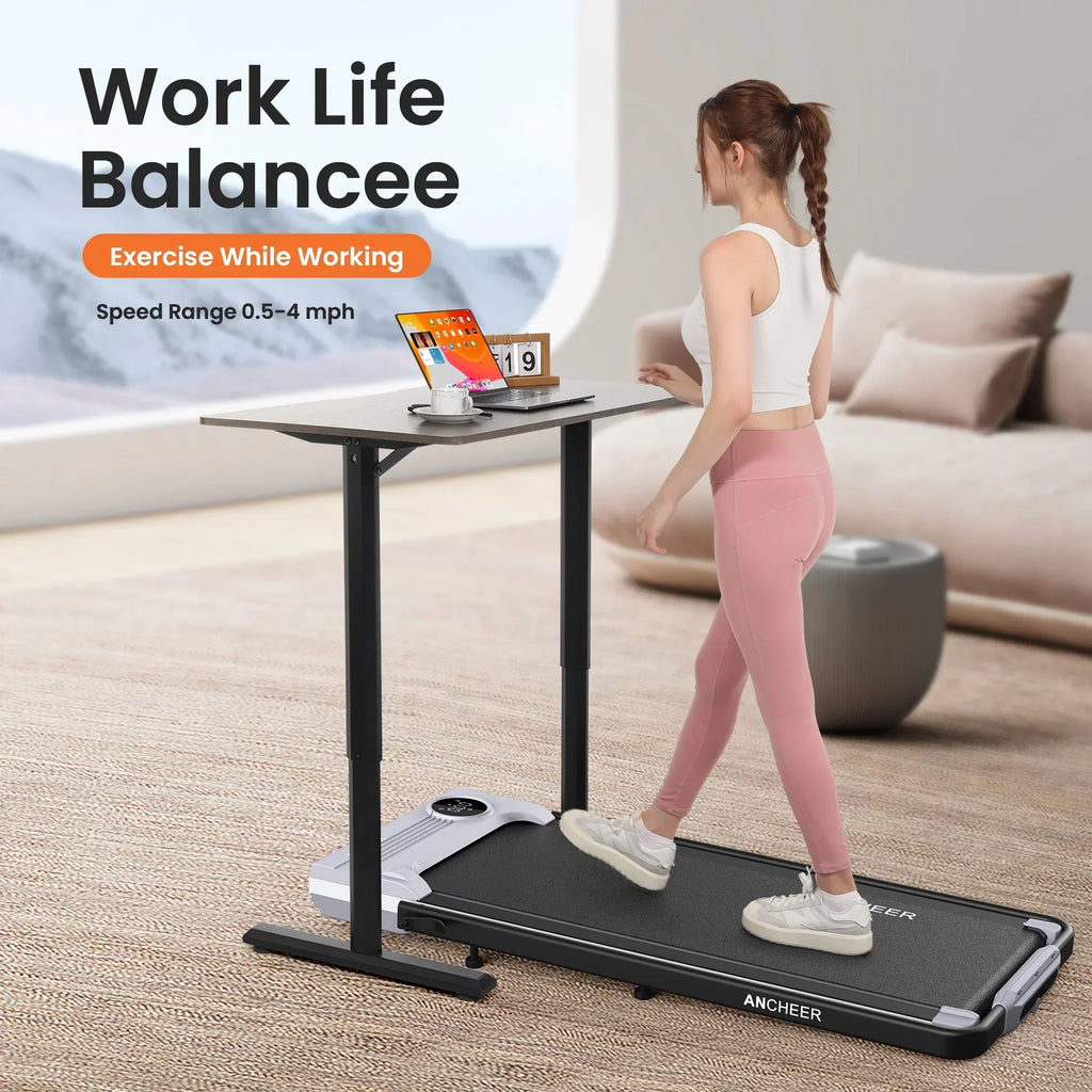 Nouveauté 2026 – Tapis de marche pliable et portable ANCHEER , capacité de 136 kg (300 lb), vitesse de 12 km/h (7,5 mi/h), à placer sous un bureau, avec télécommande et écran LED, 2 en 1, pour la maison, le bureau ou l'exercice (rose