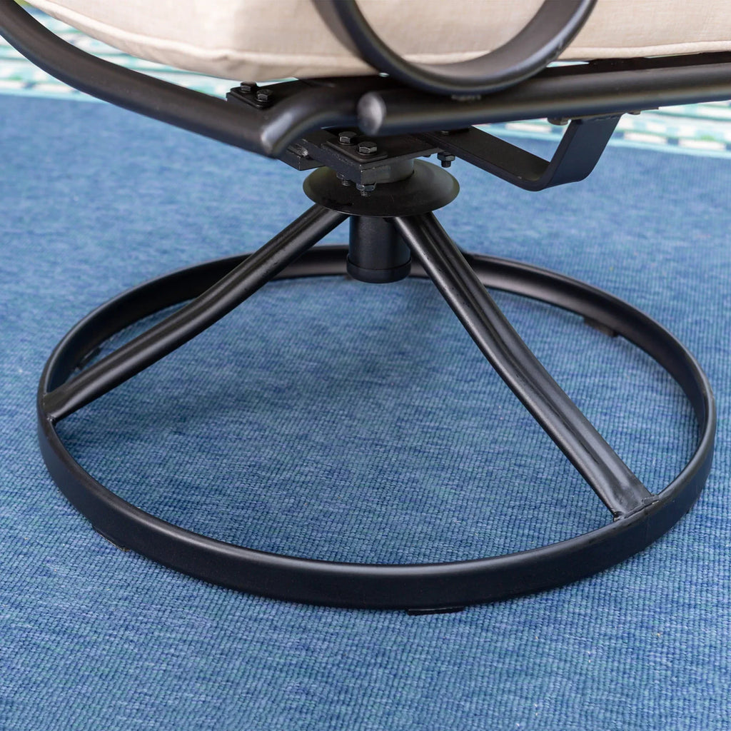 Nouveauté 2026 – Ensemble de salle à manger d'extérieur 5 pièces MF Studio : 1 table ronde en métal et 4 chaises pivotantes d'extérieur avec coussins