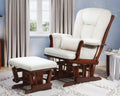 Nouveauté 2026 – Fauteuil à bascule Alice et repose-pieds avec coussin, finition espresso, coussins beiges, AFG