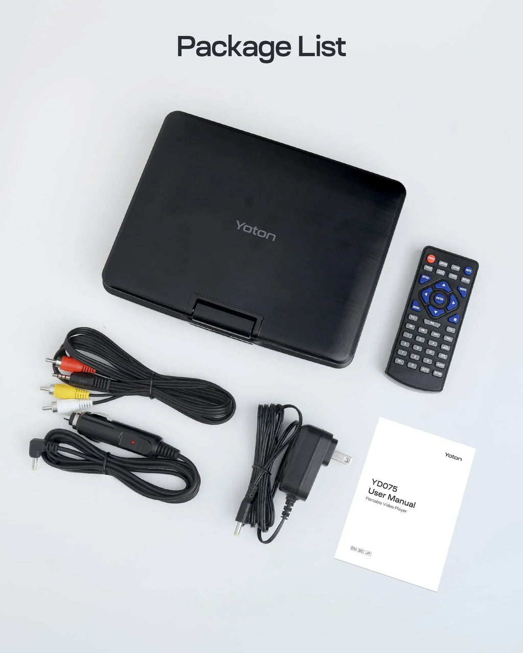 Nouveauté 2026 – Lecteur DVD portable 7,5 pouces (19 cm) pour voiture et enfants, compatible USB et cartes SD, autonomie de 5 heures grâce à sa batterie interne, avec chargeur allume-cigare, noir