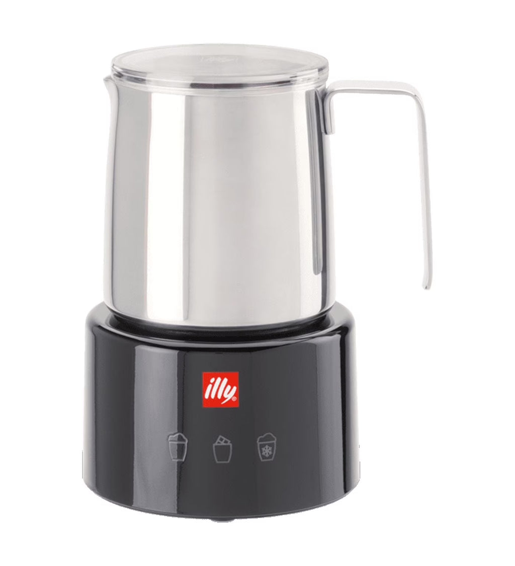 Nouveauté 2026 – Mousseur à lait électrique illy - Noir et acier inoxydable