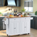 Nouveauté 2026 – Îlot de cuisine Lofka 52 pouces (132 cm) avec rangement sur roulettes et abattant en bois, idéal pour les petites cuisines