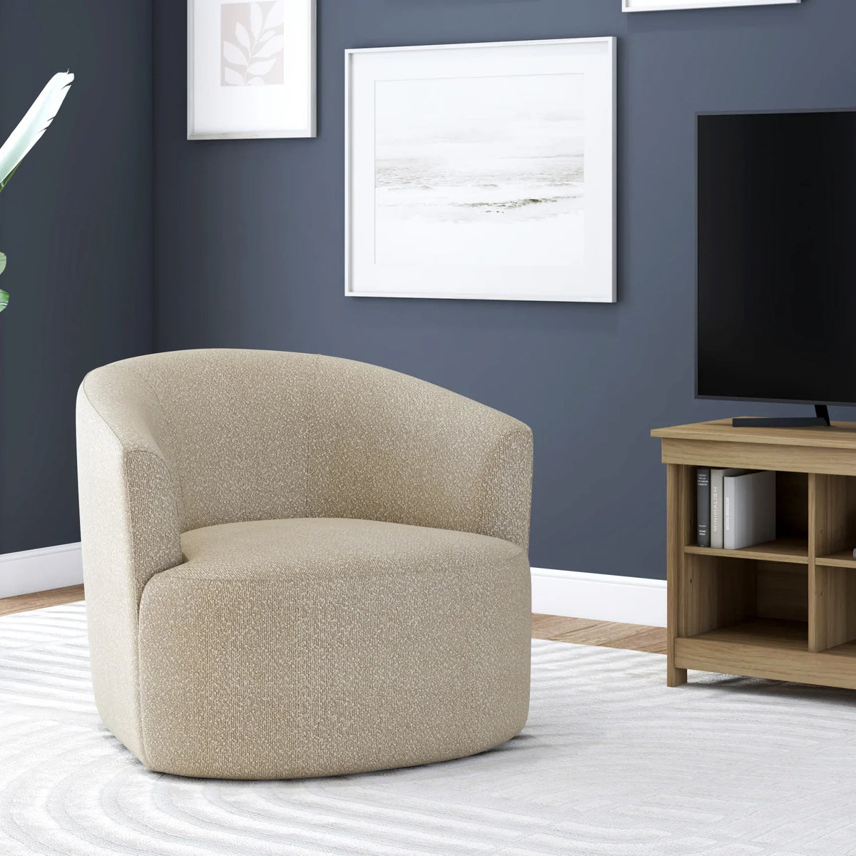 Nouveauté 2026 – Fauteuil pivotant Mainstays Boucle , taupe