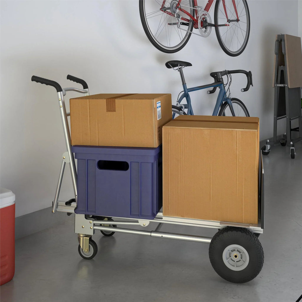 Nouveauté 2026 – Chariot de manutention/diable assisté 3 en 1 Cosco en aluminium, série , avec roues increvables, argent