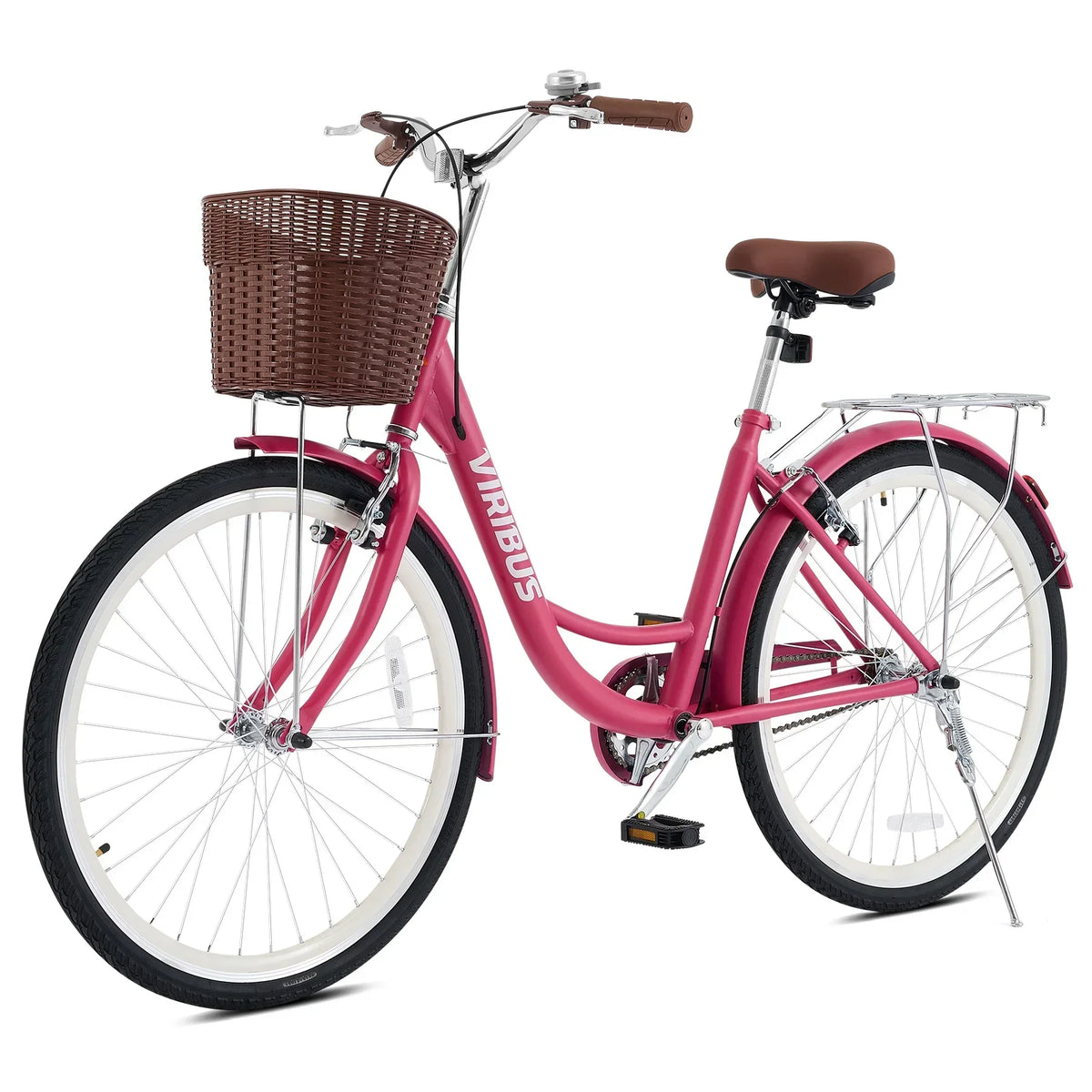 Nouveauté 2026 – Vélo confort femme Viribus , 24 pouces, style cruiser plage et ville, avec panier, blanc